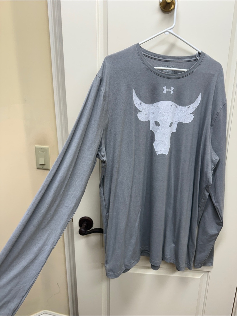 Under Armour Gray Long Sleeve Performance Shirt with White Bull Graphic